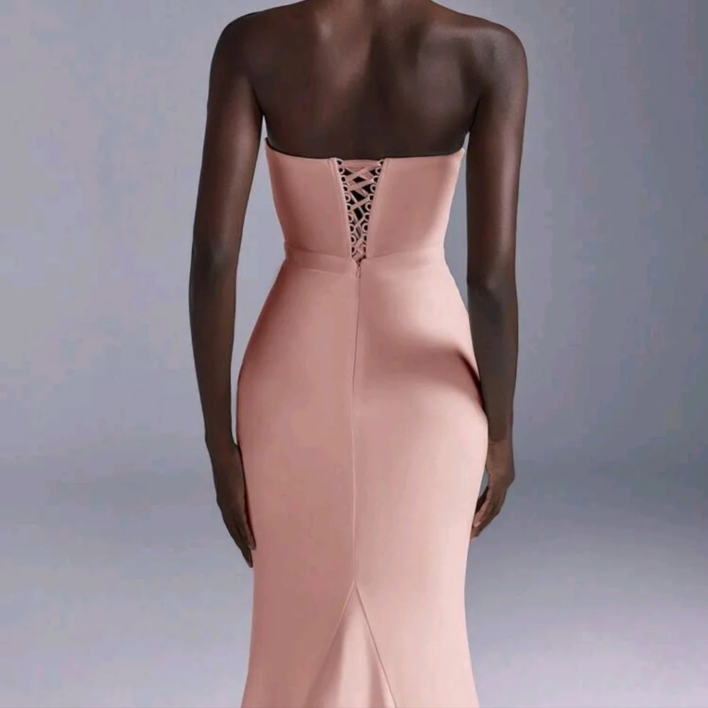 Elegant Lace Applique Slit Formfitting Maxi Dress With Extravagant Fish Tail Hem - Picture 3 of 4